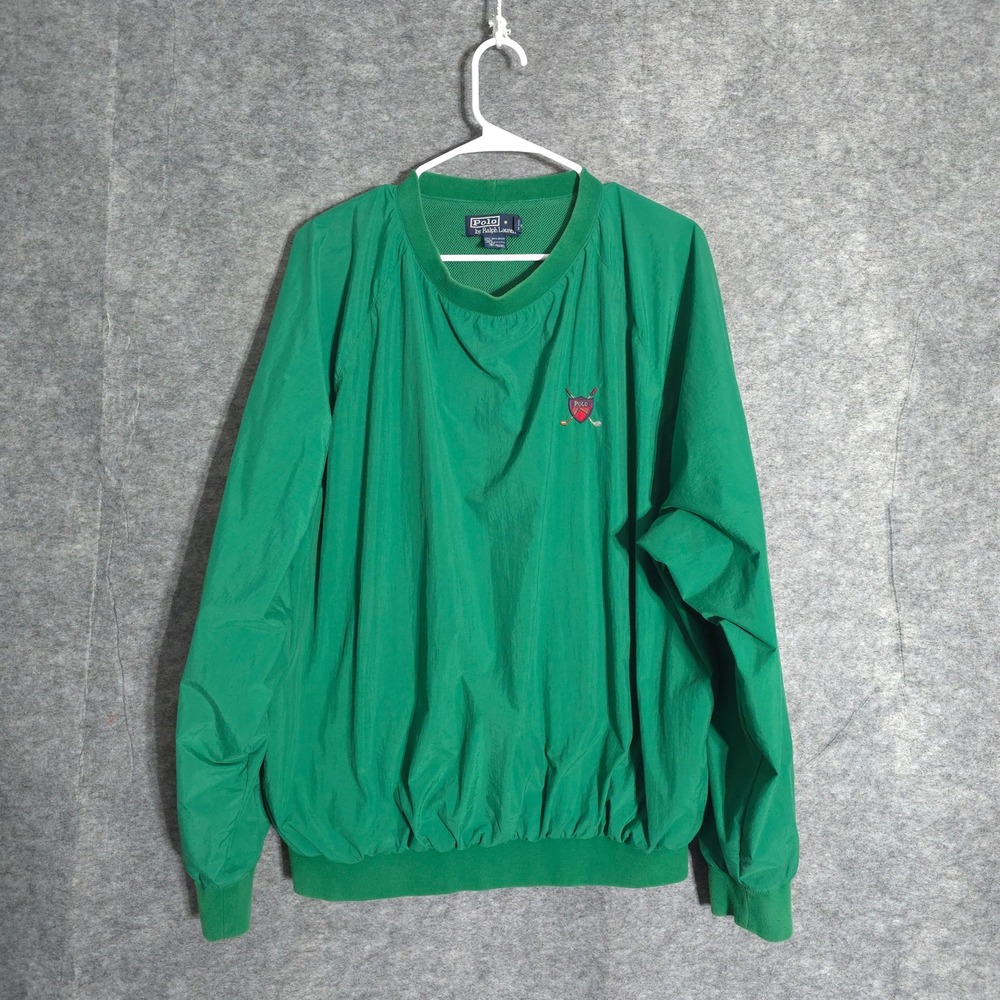 Polo Ralph Lauren Windbreaker Mens S Green Golf Crest Pullover Mesh Lined Nylon